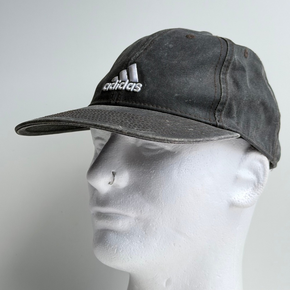 Adidas 3-Stripe Life Baseball Cap Black Faded Distressed Adjustable Hat Small
